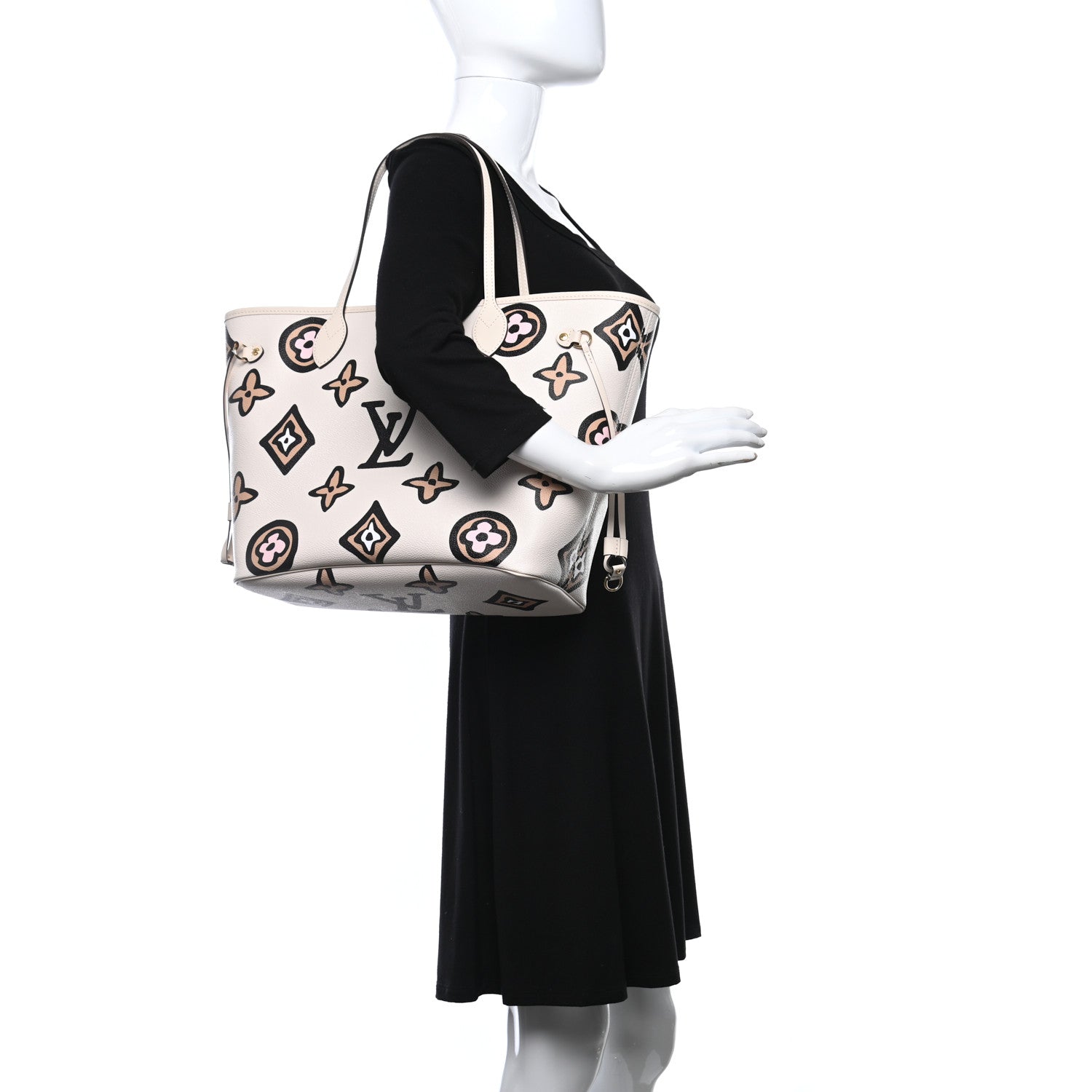 Louis Vuitton Monogram Giant Wild At Heart Neverfull MM Creme 2 of 8