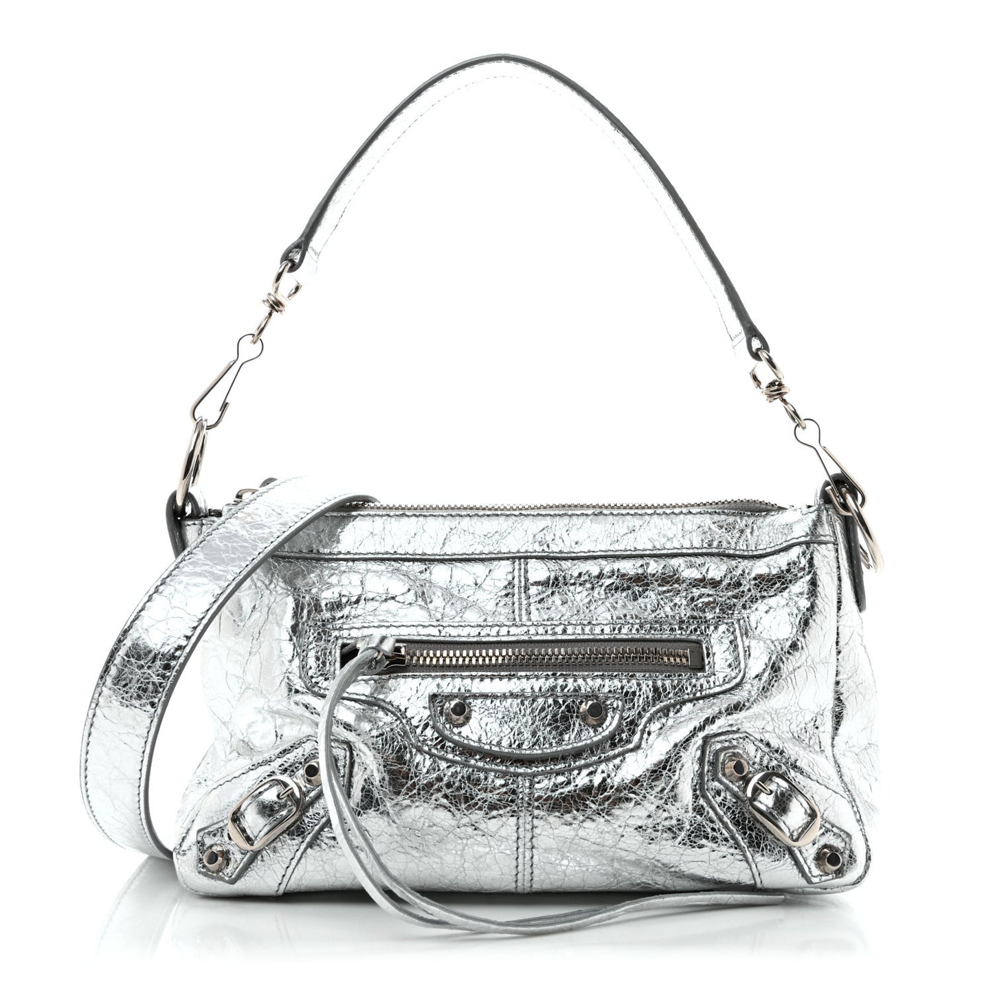 Metallized Agneau Arena Classic Hardware Mini Le City Moto Silver