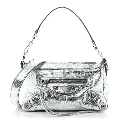 Balenciaga Metallized Agneau Arena Classic Hardware Mini Le City Moto Silver 1 of 11