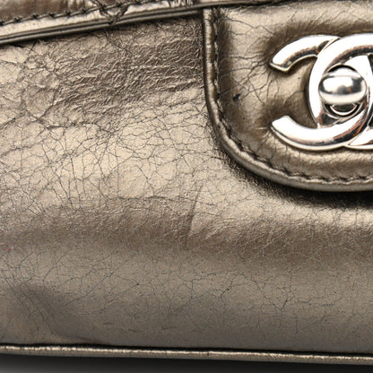 Chanel Metallic Crackled Calfskin Medium Clam's Pocket Flap Dark Silver 11 of 13
