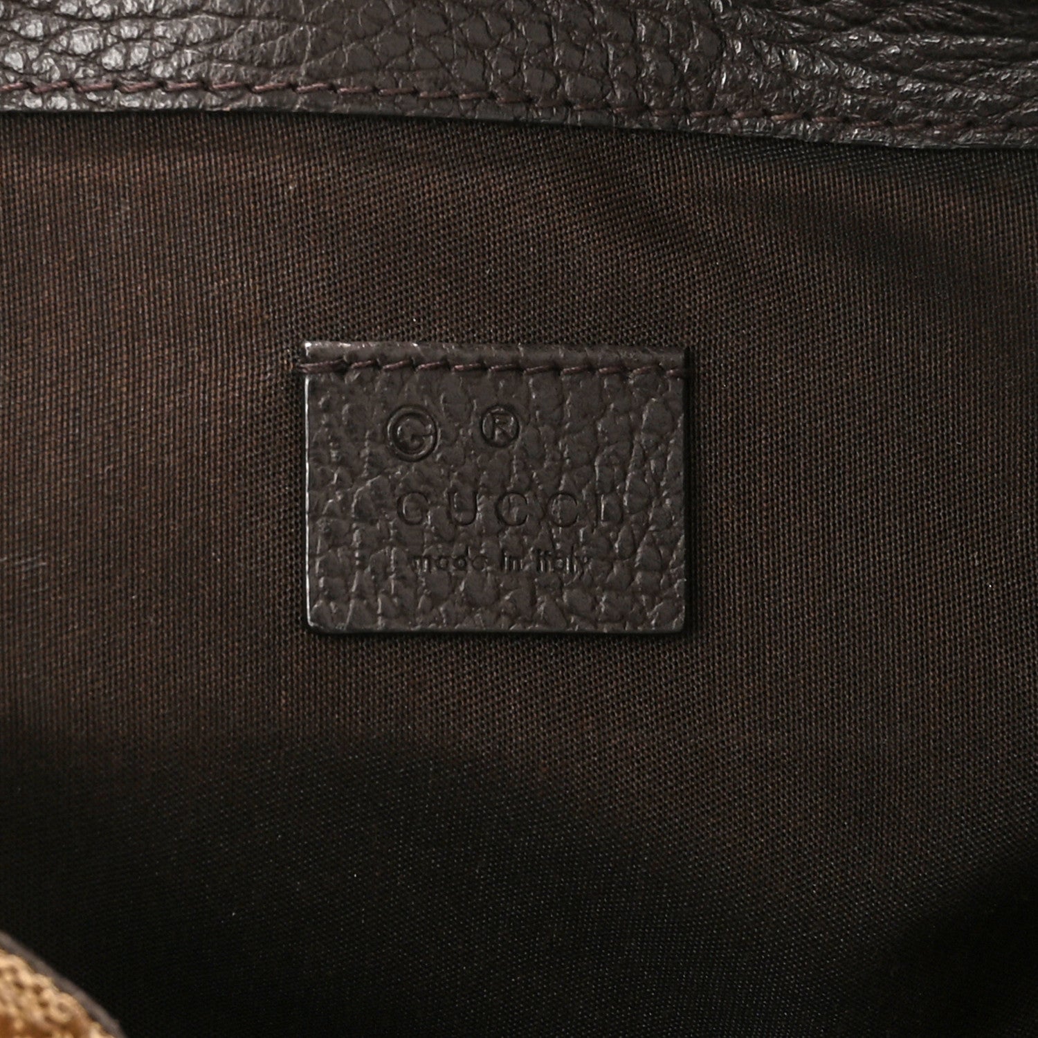 Gucci Monogram Dollar Calfskin O Drawstring Backpack Beige Ebony Testa di Moro Dark Chocolate 6 of 10