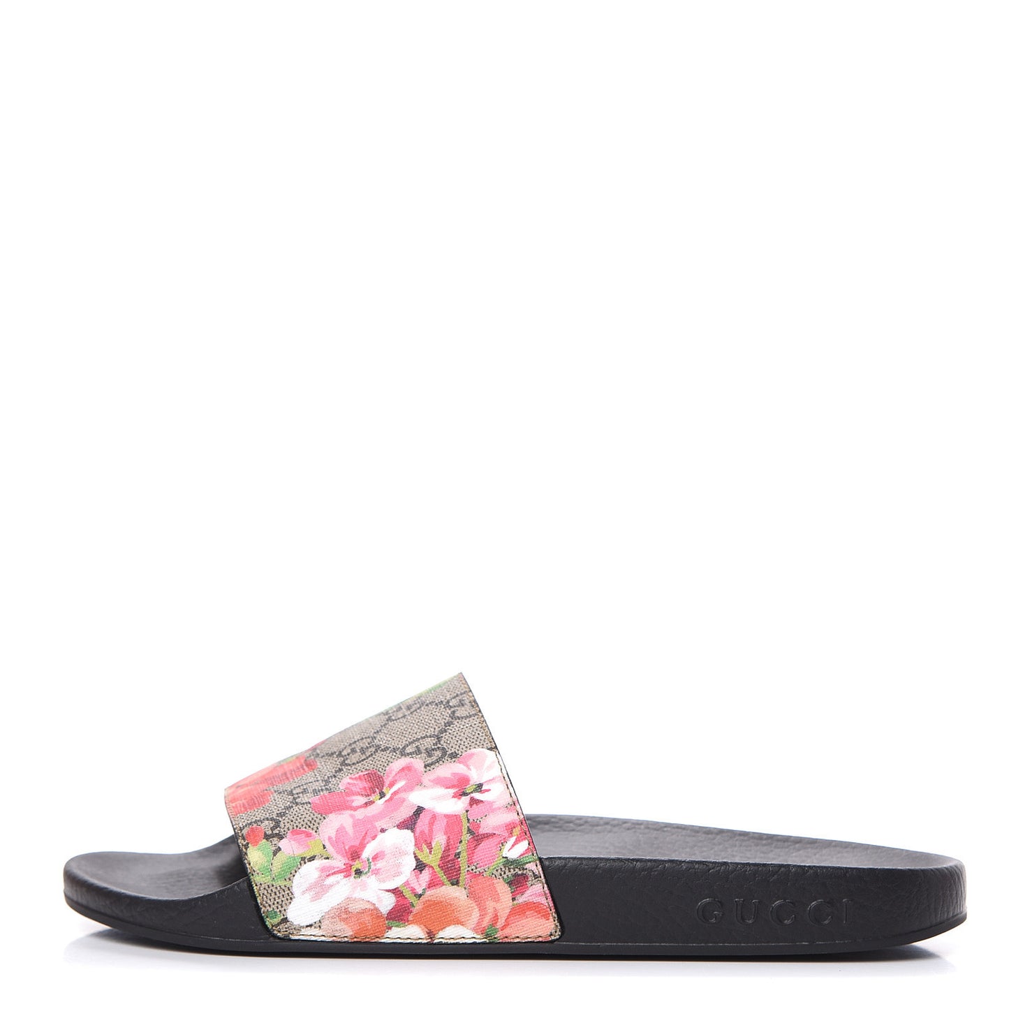 GG Supreme Monogram Blooms Slide Sandals 37 Beige Multicolor