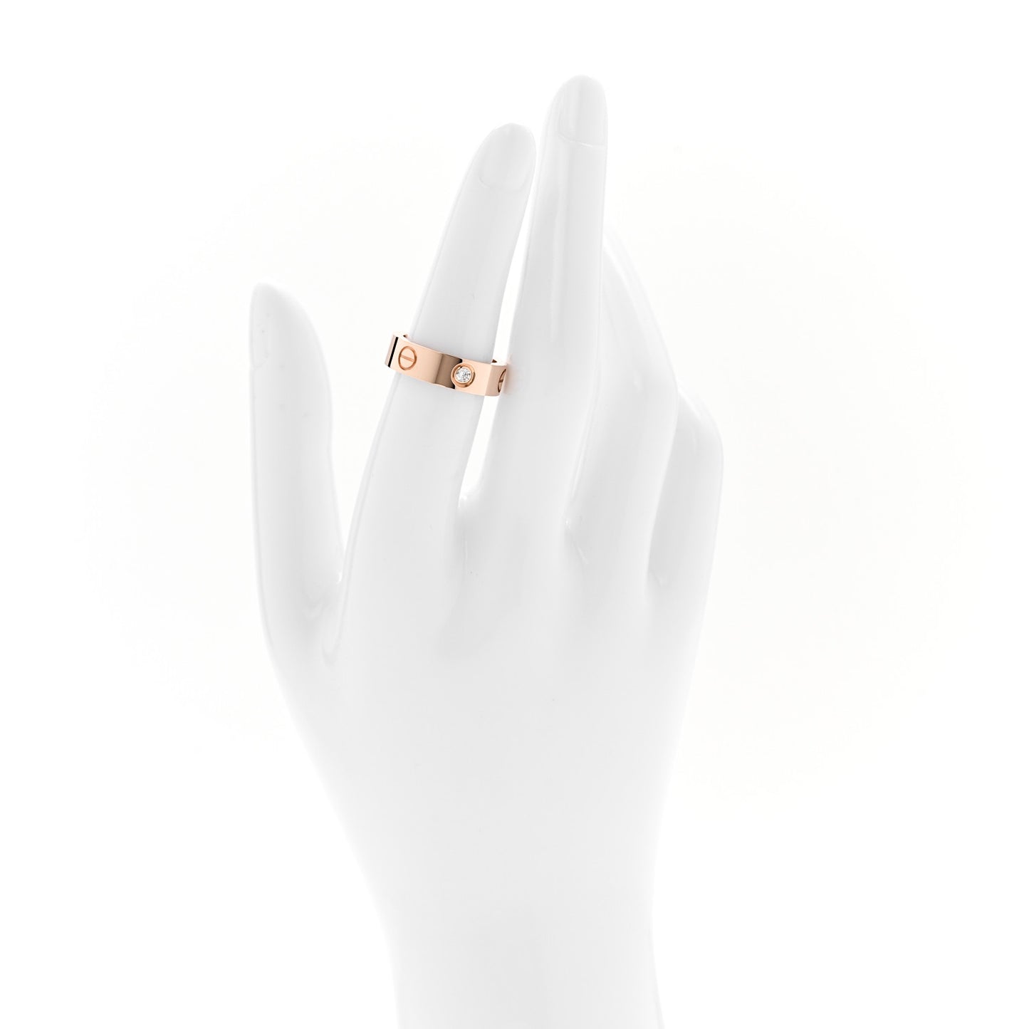 18K Pink Gold 3 Diamond 5.5mm LOVE Ring 52 6
