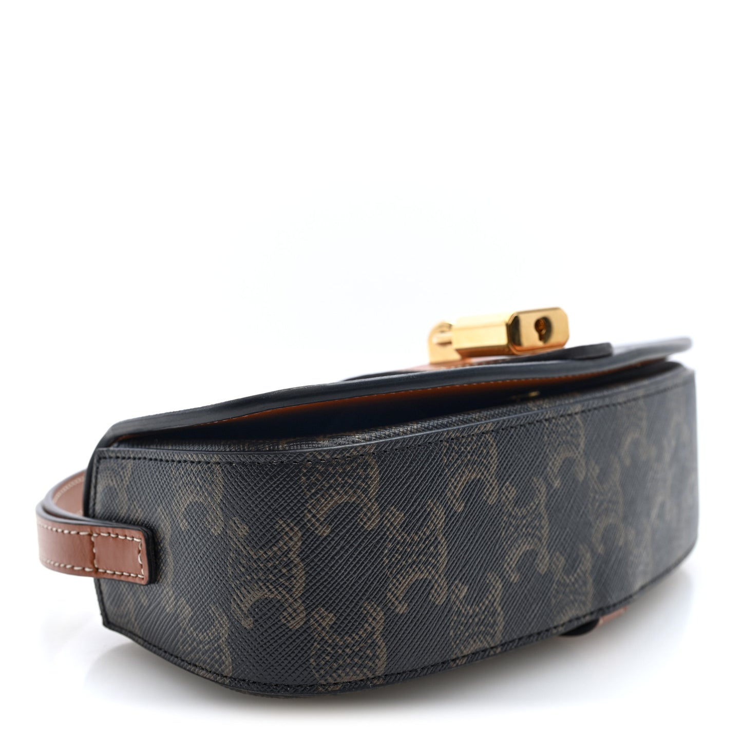 Triomphe Canvas Calfskin Tabou Clutch on Strap Tan Tan Tan