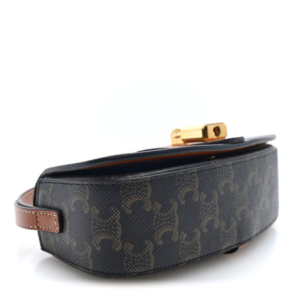 Celine Triomphe Canvas Calfskin Tabou Clutch on Strap Tan Tan Tan 3 of 8
