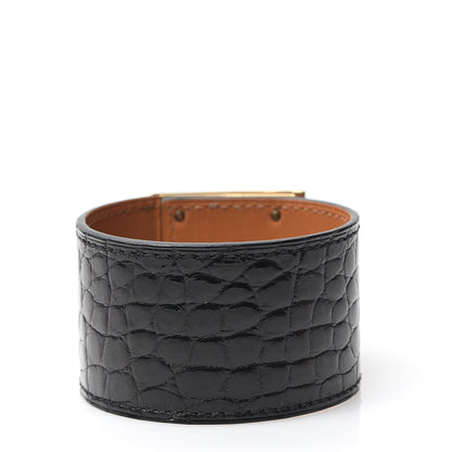 Hermes Shiny Alligator Kelly Dog Cuff Black 2 of 4