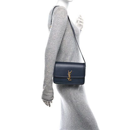 Saint Laurent Box Calfskin Monogram Medium Solferino Satchel Deep Marine 2 of 13