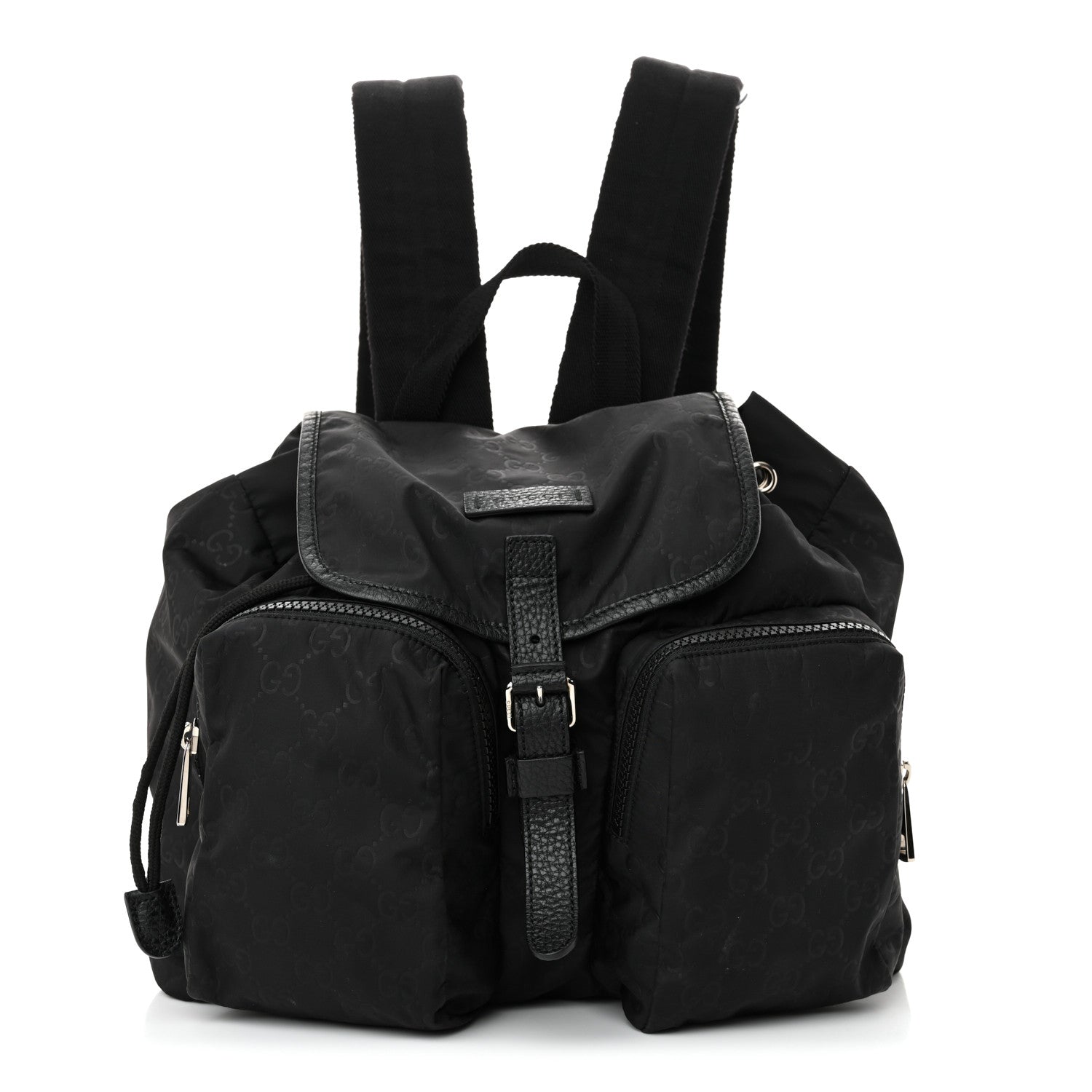 Gucci Nylon Monogram Medium Light Single Buckle Backpack Black 1 of 10