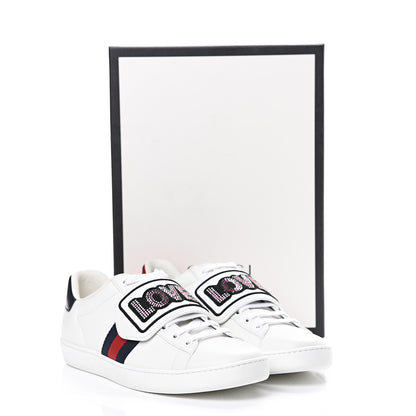 Gucci Calfskin Ayers Web Crystal LOVED Womens New Ace Sneakers 38.5 White 8 of 8