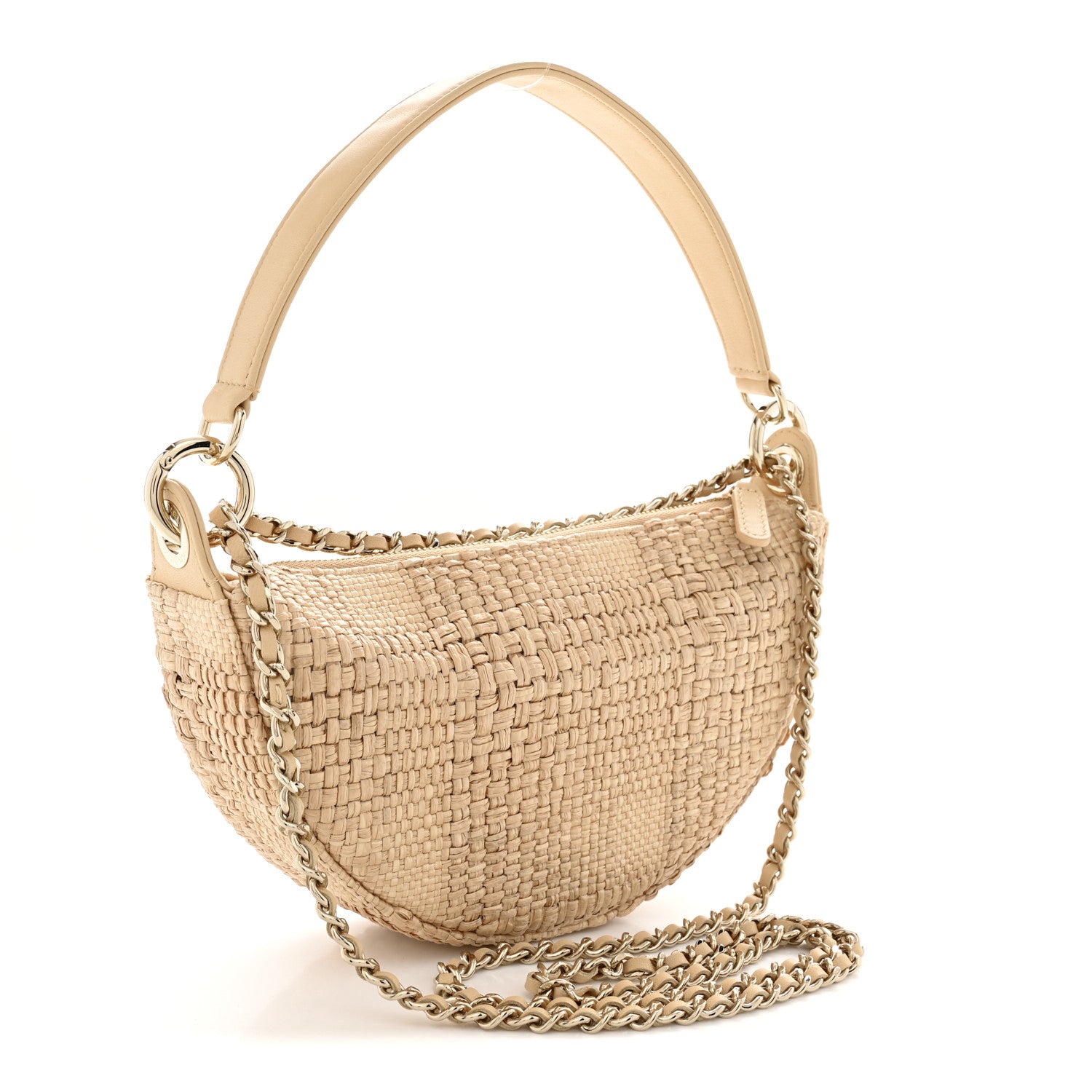 Chanel Braided Raffia Clutch With Chain Beige 3 of 11