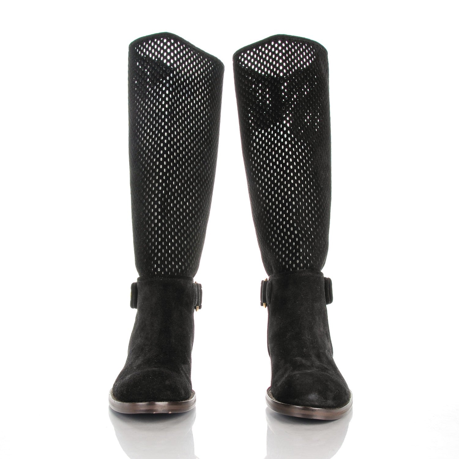 Louis Vuitton Suede Perforated Free Ride High Boots 38 Black 2 of 9