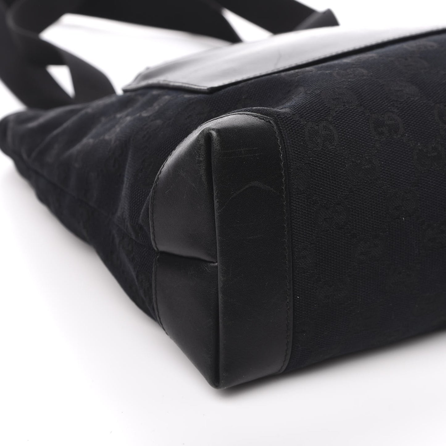 Nylon Calfskin Large Tote Black
