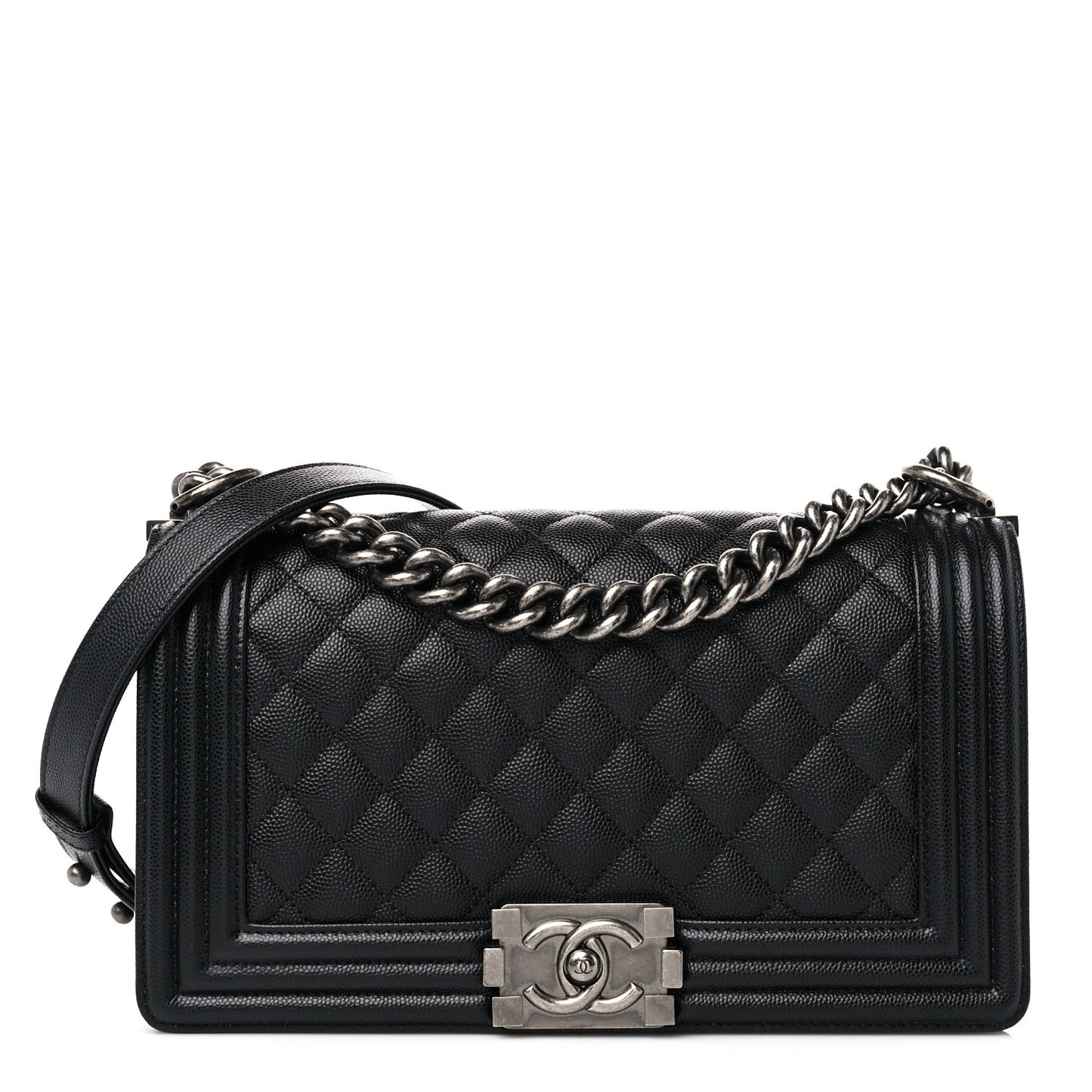 Caviar Quilted Medium Boy Flap Black