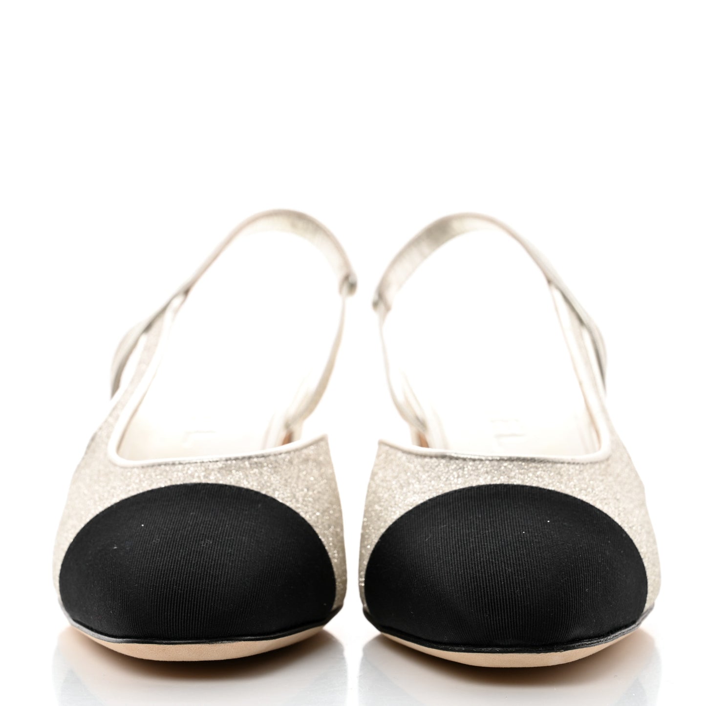 Glitter Grosgrain Cap Toe CC Slingback Pumps 39 Gold Black