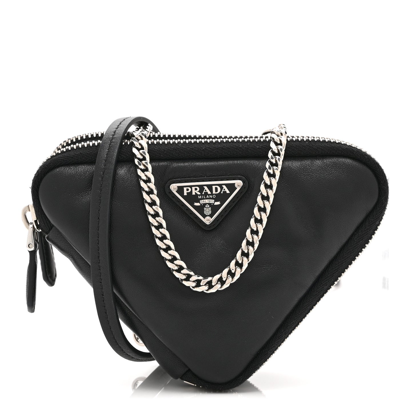 Nappa Soft Padded Mini Triangle Crossbody Pouch Black