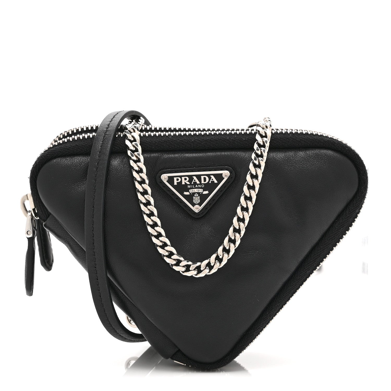 Prada Nappa Soft Padded Mini Triangle Crossbody Pouch Black 1 of 11