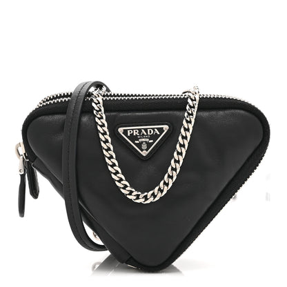 Prada Nappa Soft Padded Mini Triangle Crossbody Pouch Black 1 of 11