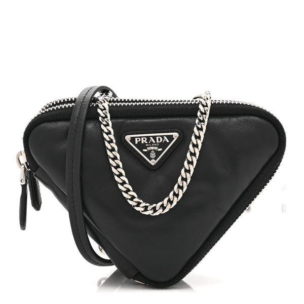 Prada Nappa Soft Padded Mini Triangle Crossbody Pouch Black