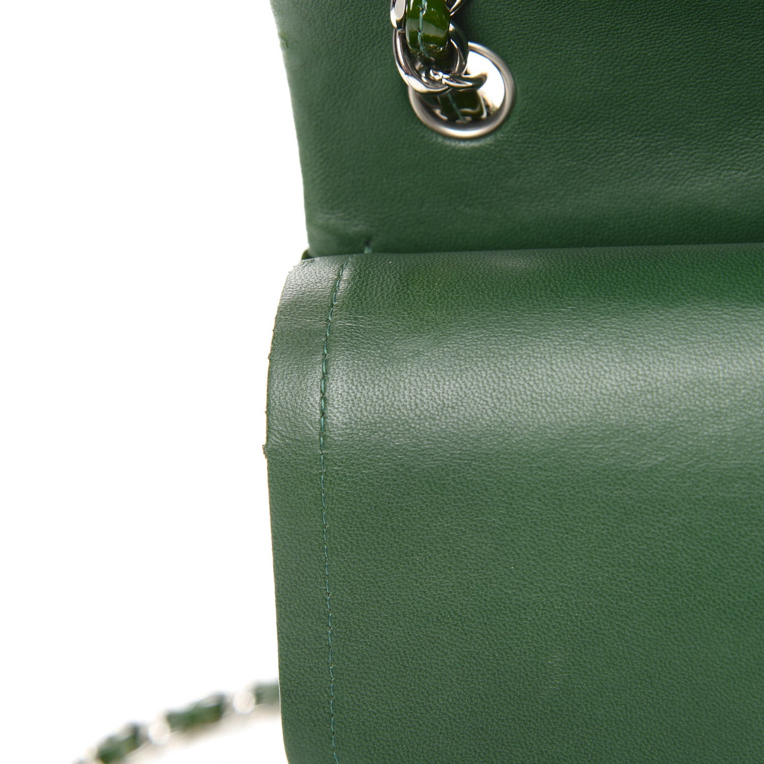 Chanel Patent Calfskin Quilted Jumbo Double Flap Green 13 of 15
