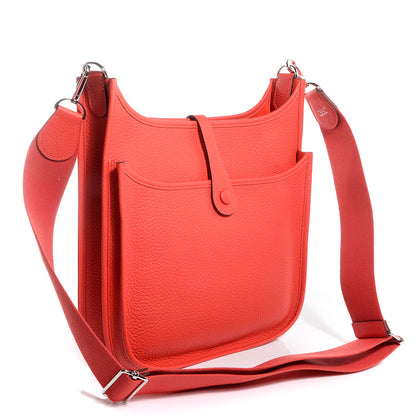 Hermes Taurillon Clemence Evelyne III PM Rouge Pivoine 8 of 15