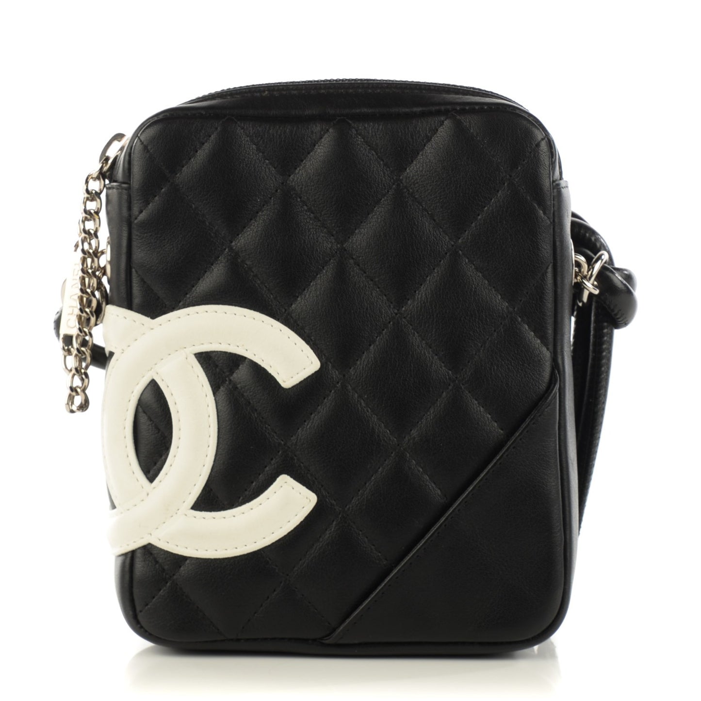 Calfskin Quilted Small Cambon Messenger Black