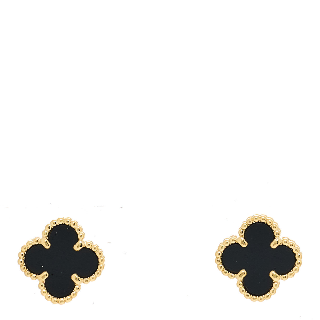 18K Yellow Gold Black Onyx Sweet Alhambra Earrings