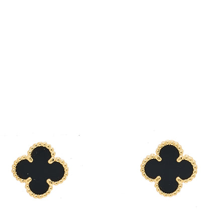 Van Cleef & Arpels 18K Yellow Gold Black Onyx Sweet Alhambra Earrings 1 of 4