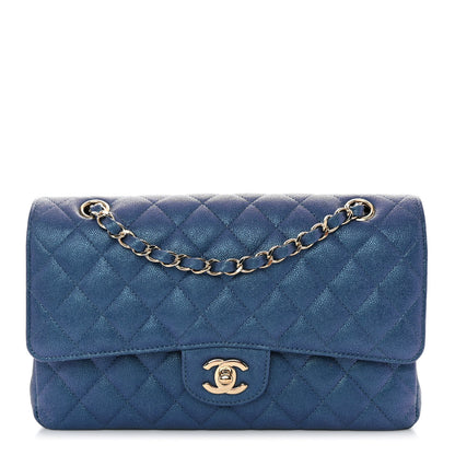 Chanel Iridescent Caviar Quilted Medium Double Flap Dark Blue 1 of 9