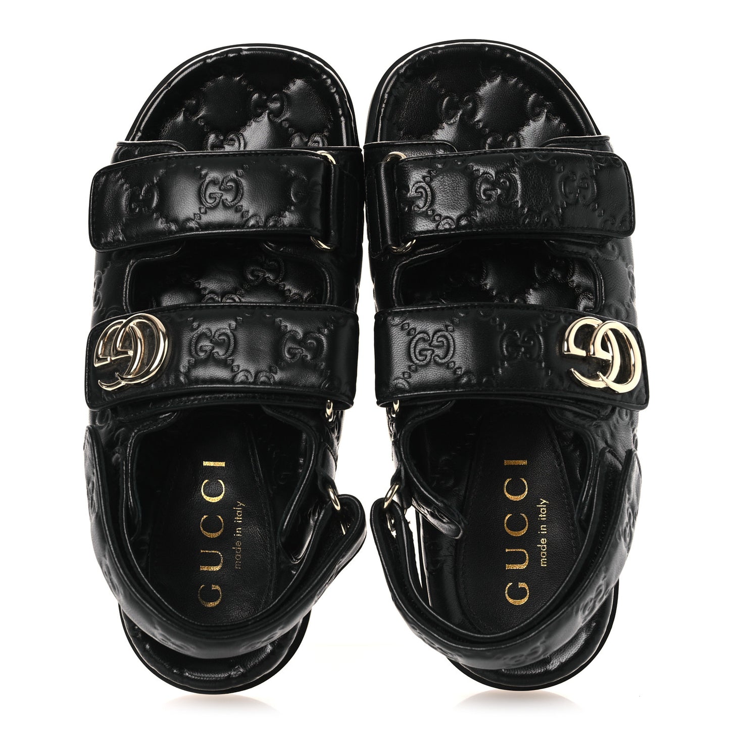 Guccissima GG Embossed Womens Sandals 37 Black