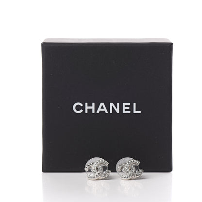 Chanel Crystal Timeless CC Earrings Silver 5 of 5
