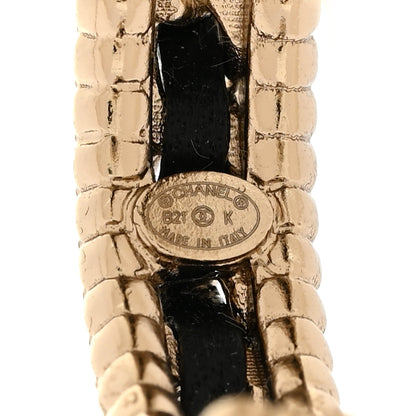 Chanel Crystal Lambskin CC Chain Hoop Earrings Gold Black 4 of 4