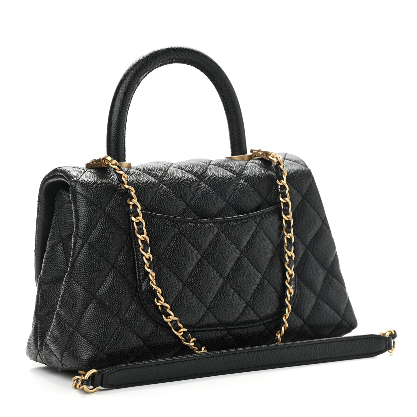 Caviar Quilted Mini Coco Handle Flap Black