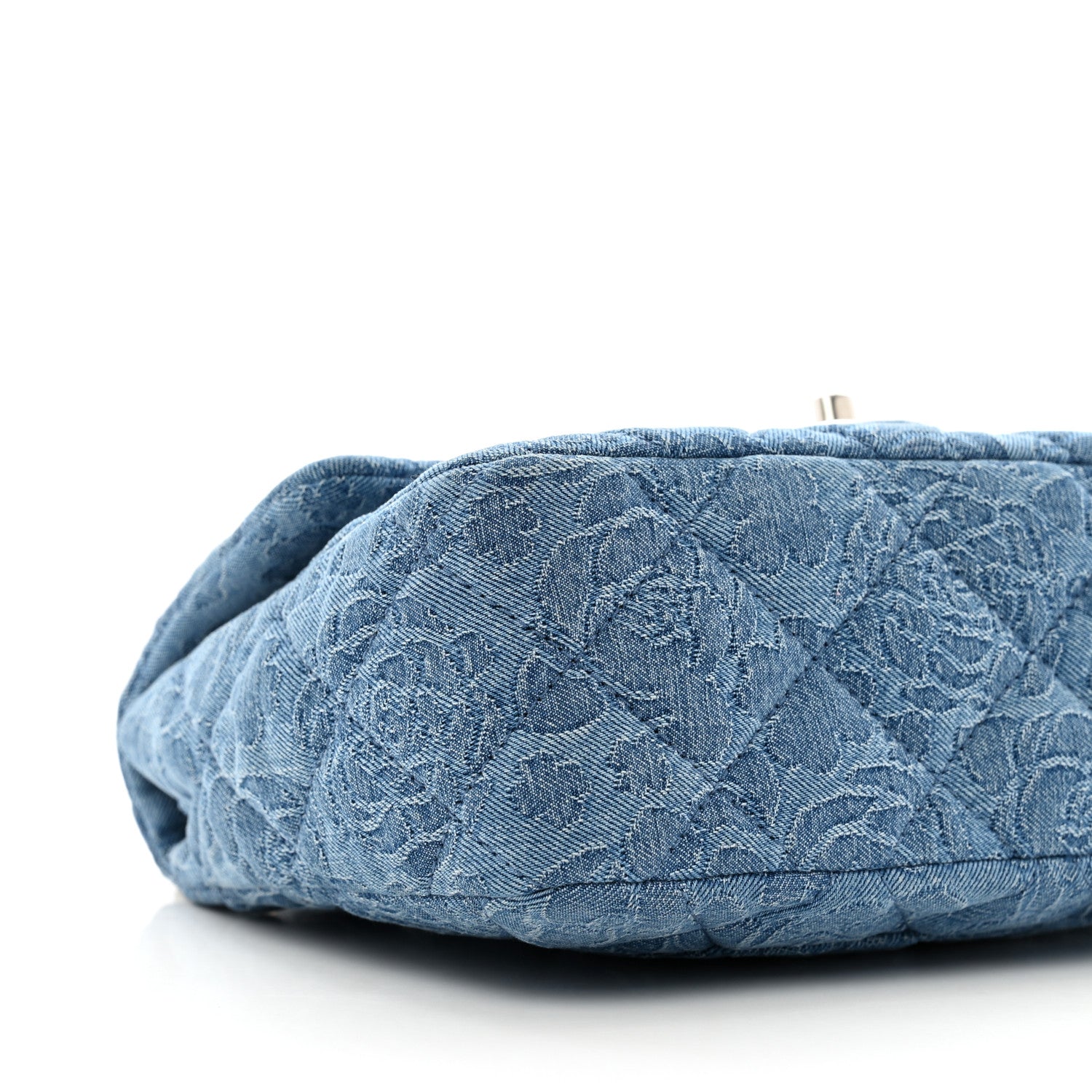 Chanel Denim Quilted Medium Camellia Sweetheart Flap Blue 9 of 10
