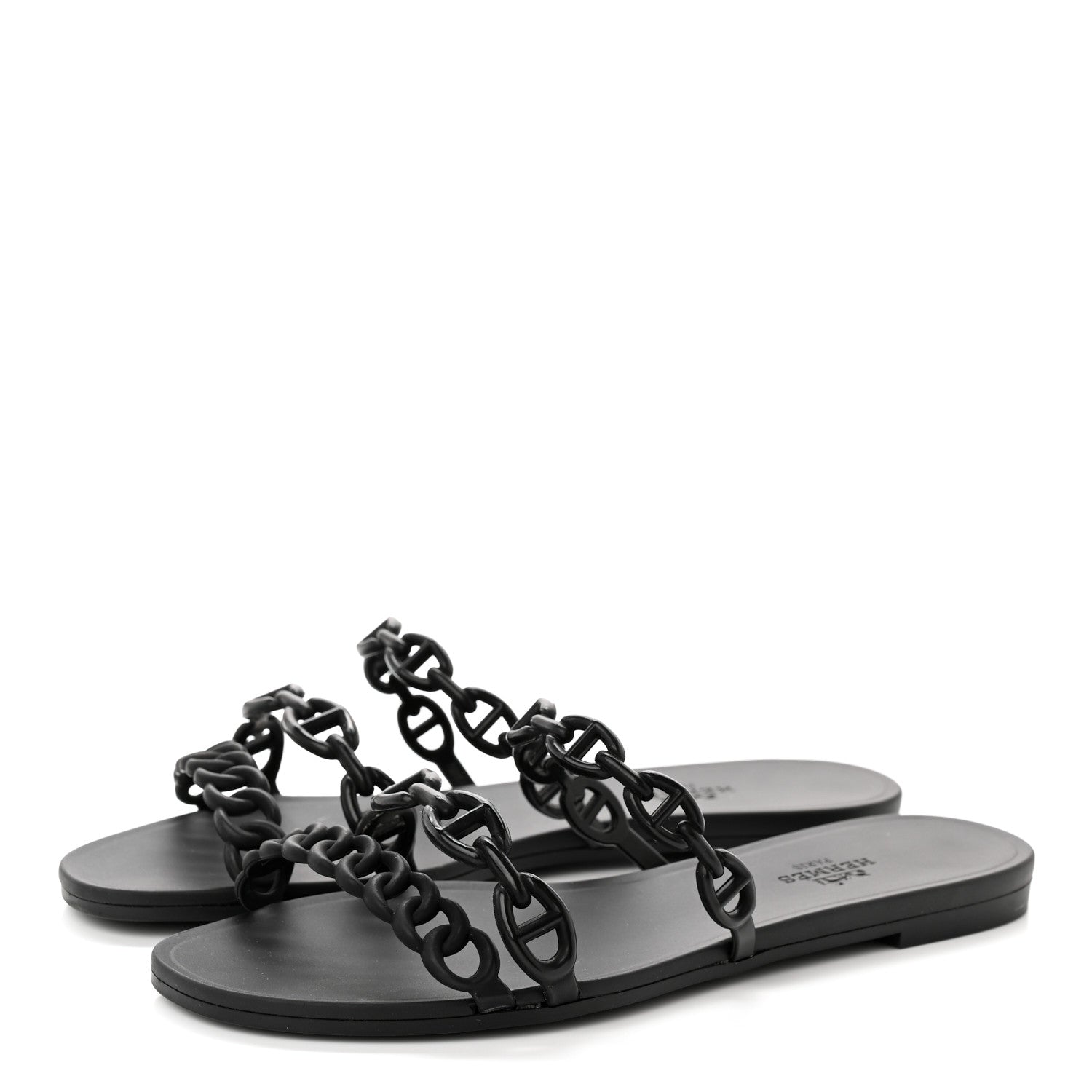Hermes Rubber Chaine d'Ancre Rivage Sandals 36 Black 3 of 8