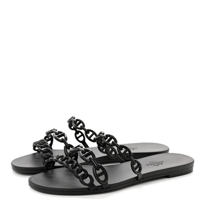 Hermes Rubber Chaine d'Ancre Rivage Sandals 36 Black 3 of 8