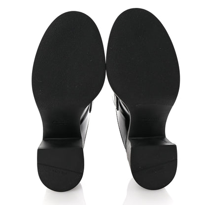 Prada Spazzolato Metal Triangle Logo Platform Loafer Mules 37.5 Black 6 of 9