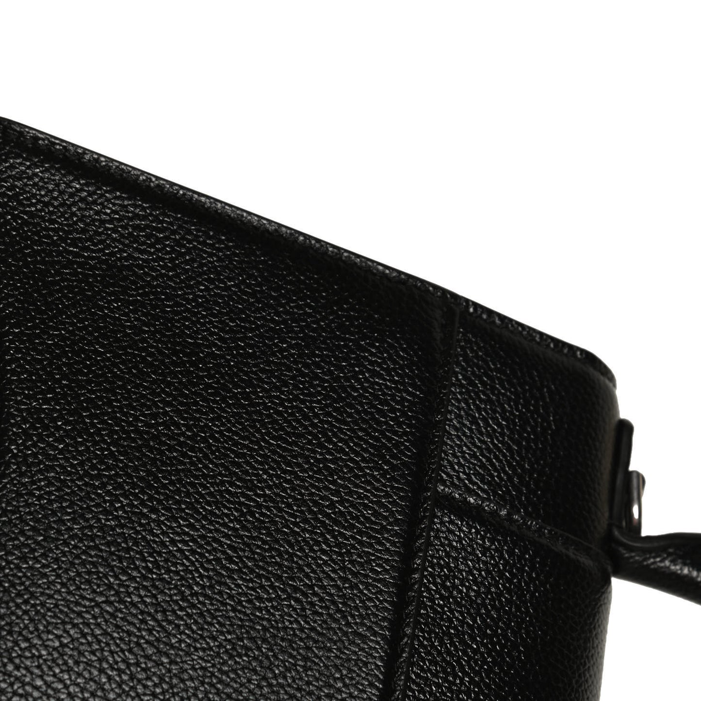 Grained Calfskin Small Hourglass Top Handle Bag Black