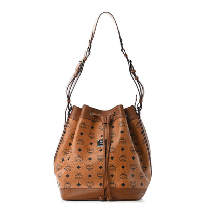 MCM Visetos Small Heritage Drawstring Bucket Bag Cognac 1 of 8
