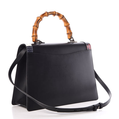 Gucci Calfskin Snakeskin Small Lilith Top Handle Bag Black 3 of 11