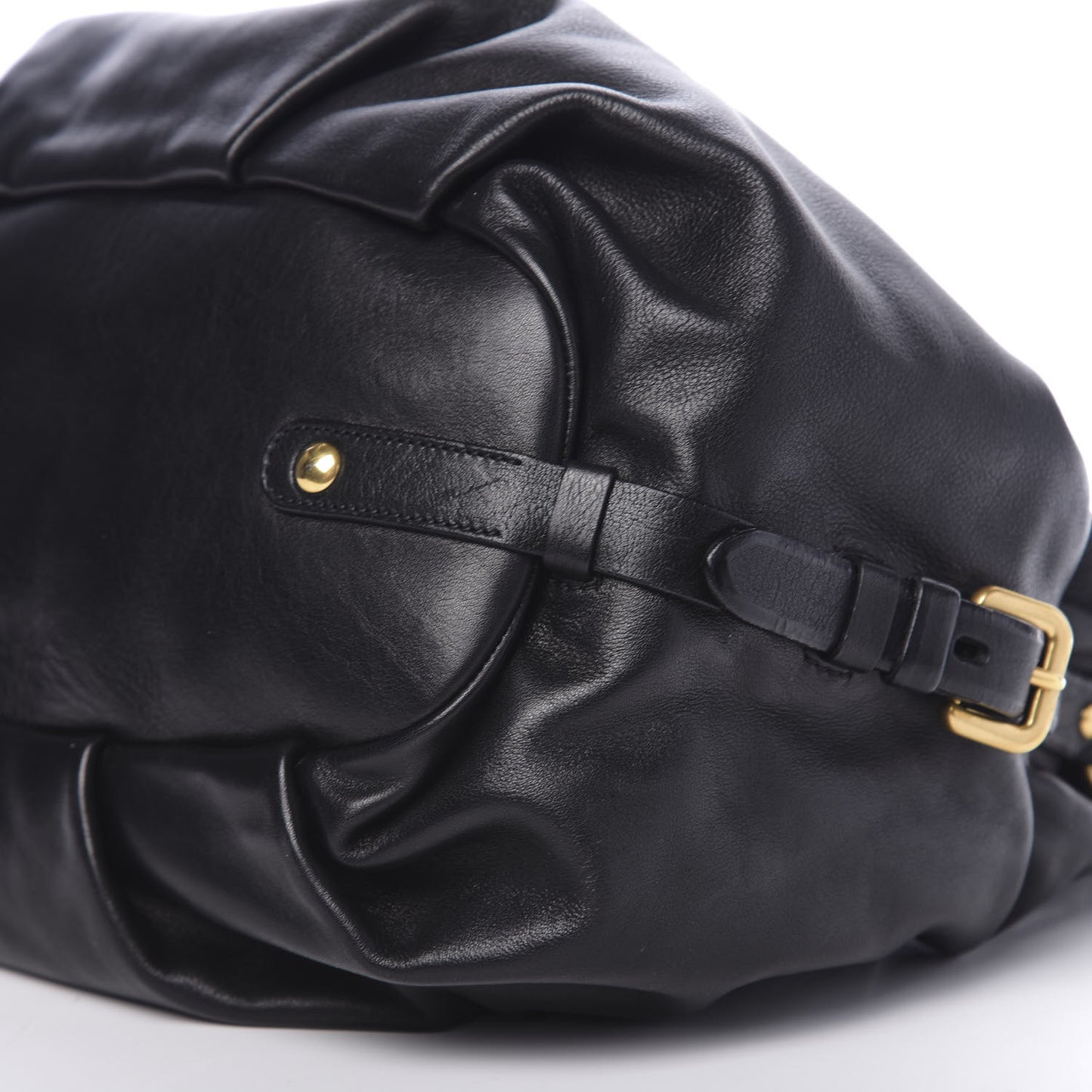Soft Calfskin Pleated Hobo Black