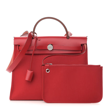 Hermes Military Toile Vache Hunter Herbag Zip PM 31 Rouge Piment 1 of 13
