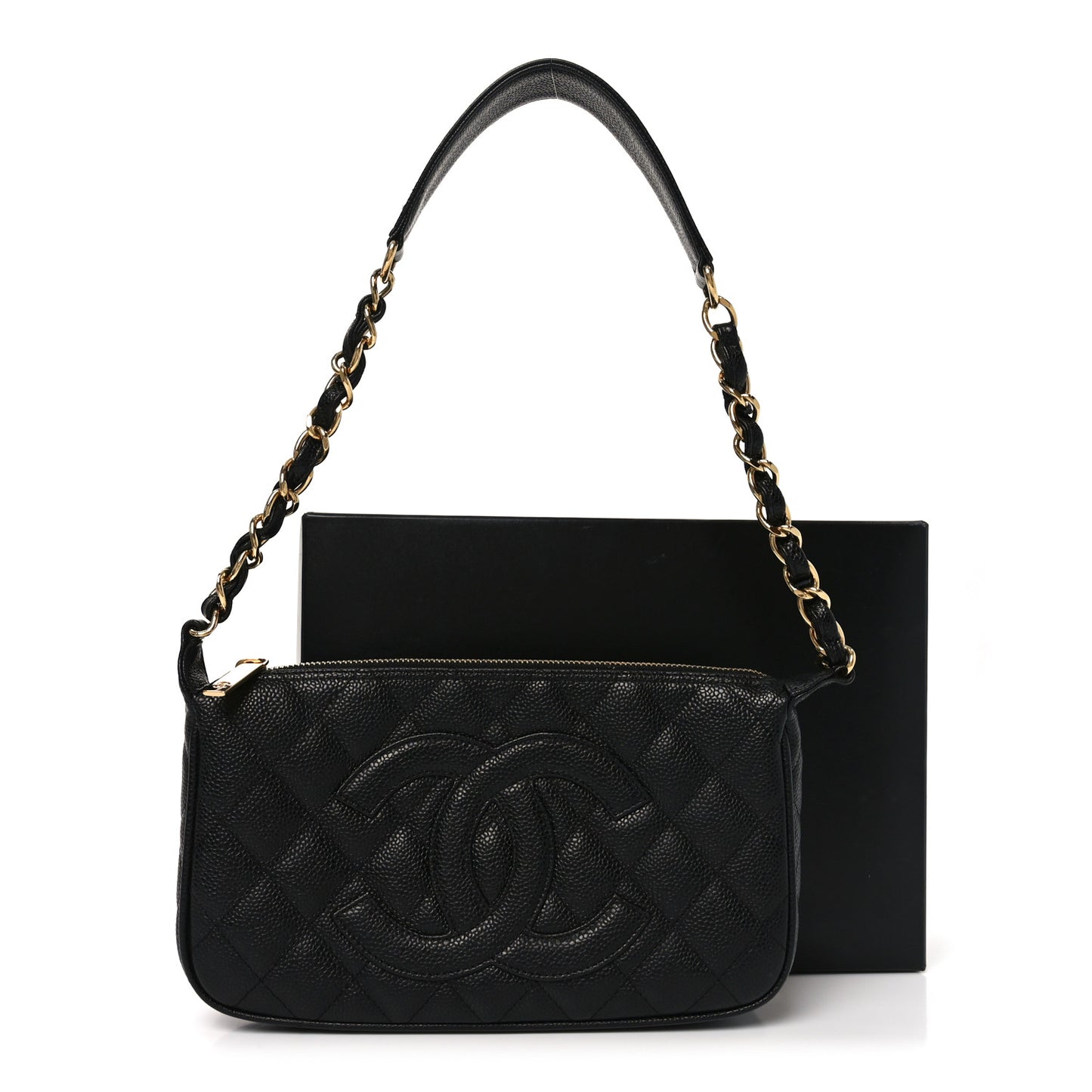 Caviar Quilted Timeless CC Shoulder Bag Black