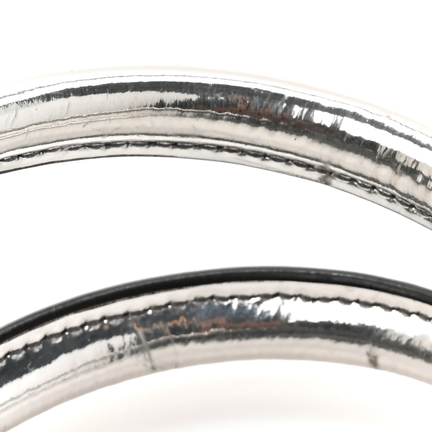 Spazzolato Metal Triangle Logo Triangle Patterned Small Double Handle Crossbody Tote Argento