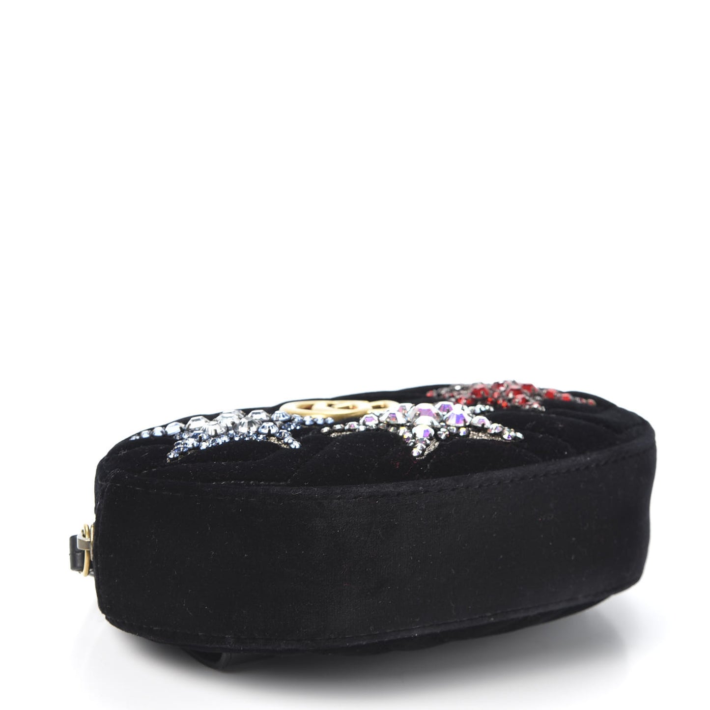 Velvet Matelasse Crystal Star GG Marmont Belt Bag 95 38 Black