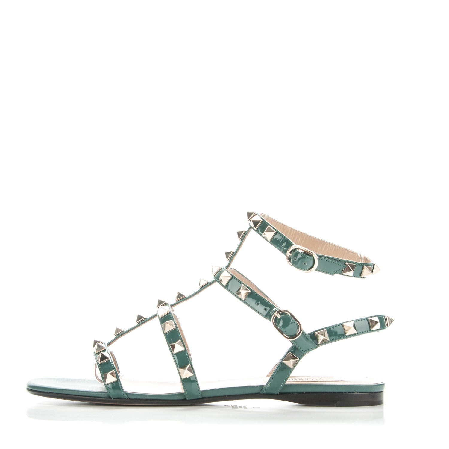 Valentino Garavani Patent Rockstud Gladiator Flat Sandals 37 Giada 1 of 6