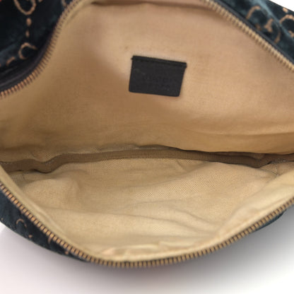 Gucci Velvet GG Monogram Web Belt Bag Blue Beige 5 of 13