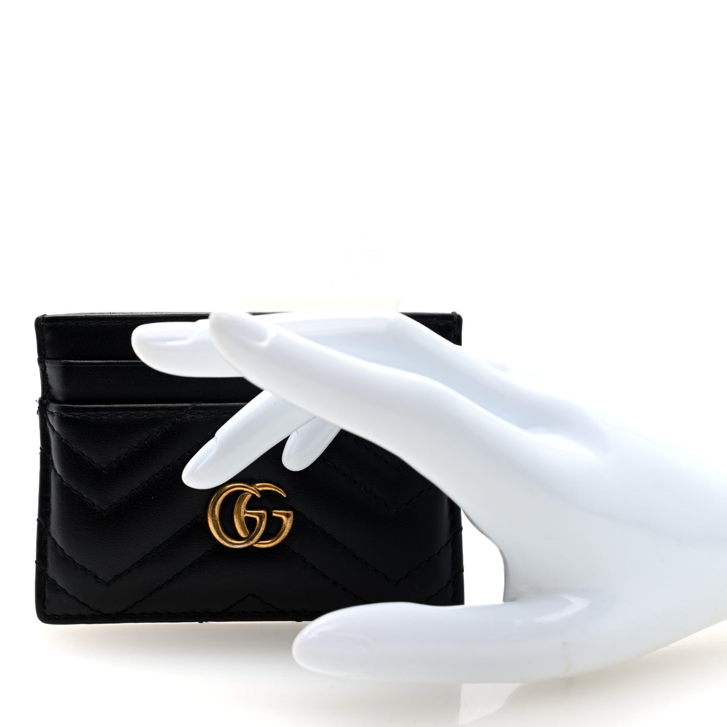 Calfskin Matelasse GG Marmont Card Holder Black