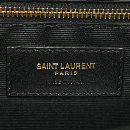 Saint Laurent Grain De Poudre Matelasse Chevron Large Monogram Satchel Black 6 of 15