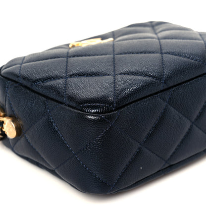 Chanel Shiny Caviar Quilted Chain Melody Camera Bag Dark Blue 9 of 10