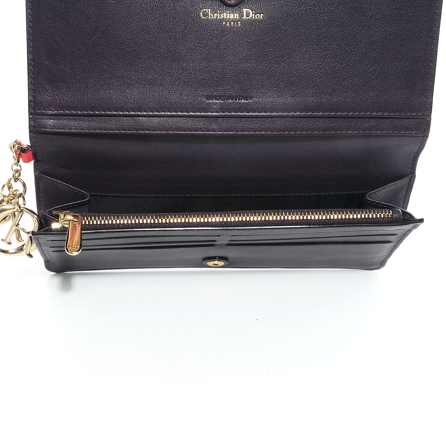 Christian Dior Bullcalf Diorissimo Wallet Orange Purple 7 of 8